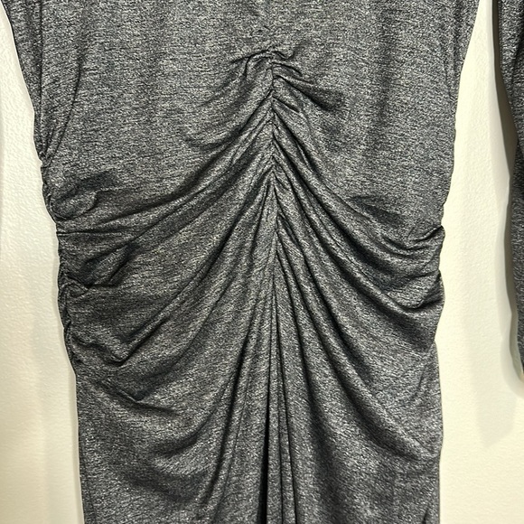 CACHE Metallic Shimmer Body Con Midi Dress | Size: Small | Dark Gray & Silver - Picture 10 of 12